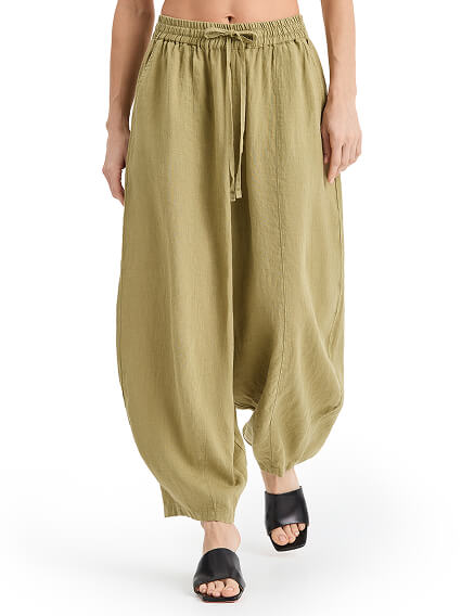 Брюки женские серии LINEN, цвет светло-оливковый, фото 2