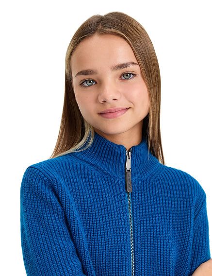 Кардиган из 100% шерсти мериноса на молнии для девочек-подростков, цвет арктик, фото 2
