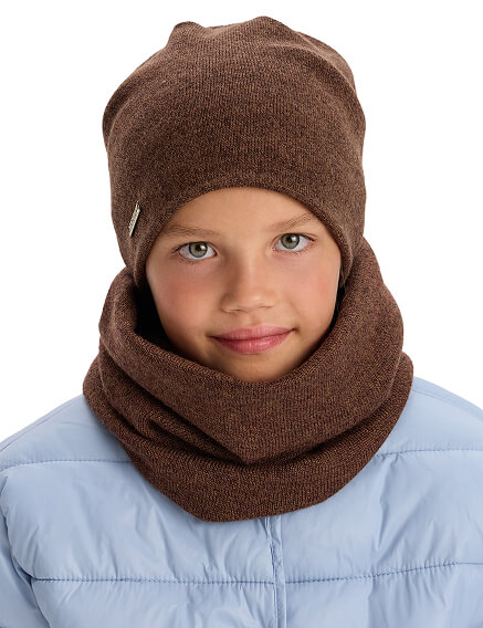 Комплект шапка и снуд из 100% шерсти мериносов, фото 1