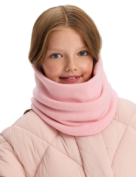 Теплый снуд из шерсти мериносов, цвет розовый, фото 1