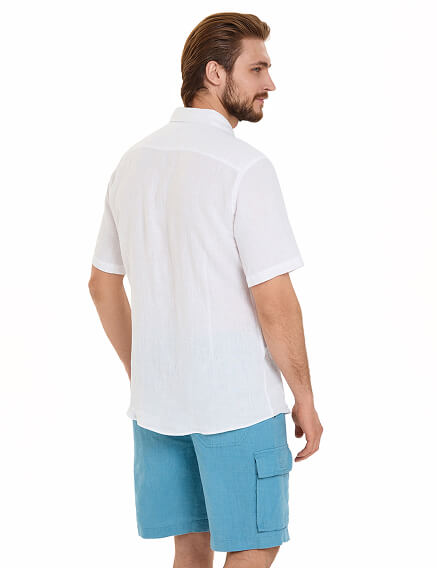 Рубашка мужская серии LINEN с коротким рукавом, цвет белый, фото 2