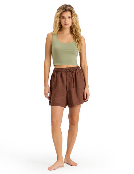 Шорты женские короткие серии LINEN, цвет кофе, фото 3