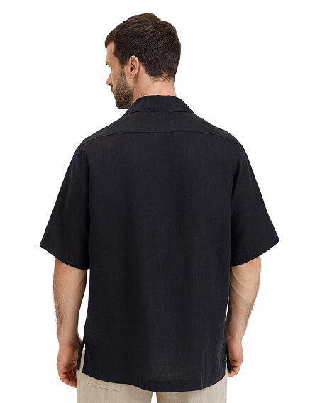 Рубашка мужская с коротким рукавом изо льна, цвет черный, фото 2
