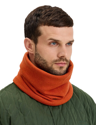 Теплый снуд из шерсти мериносов, цвет кирпичный, фото 3