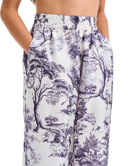 Брюки SILK для девочки прямые, цвет принт светлый toile de jouy, фото 2