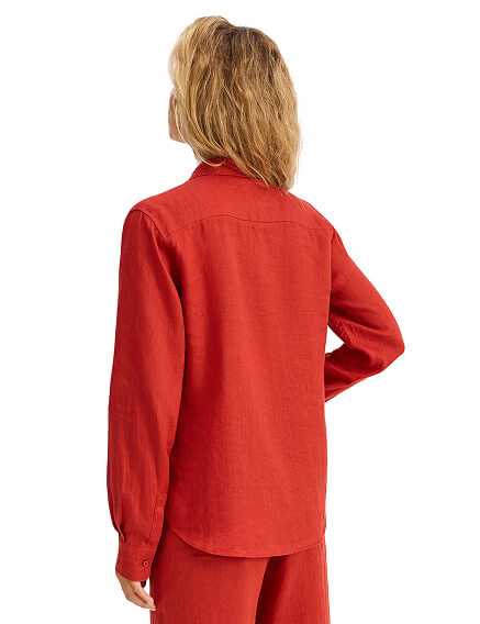 LINEN Рубашка женская slim, цвет терракот, фото 2