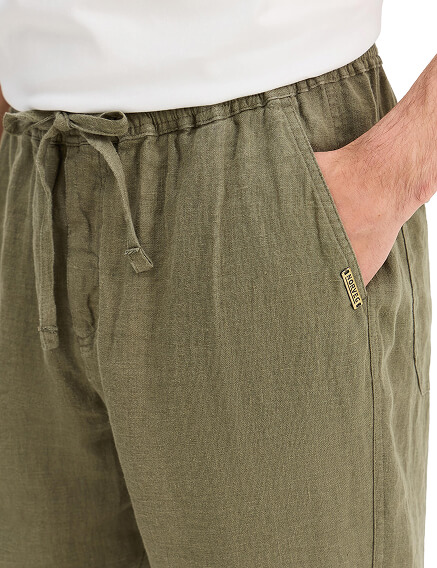 Брюки из 100% льна для мужчин, цвет хаки, фото 3