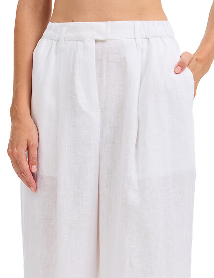 LINEN Брюки женские широкие, цвет белый, фото 3