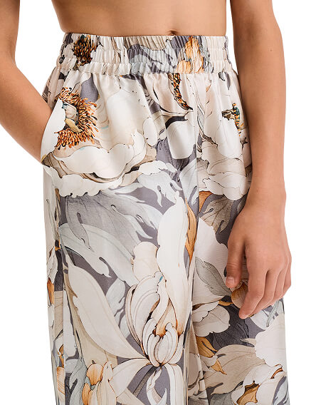 Брюки SILK для девочки прямые, цвет паттерн peonies, фото 2