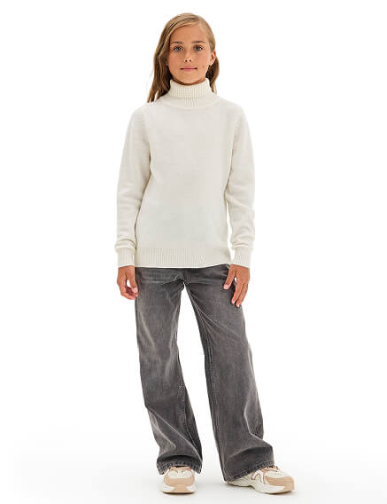 Свитер Merino Base детский для девочек, цвет молочный, фото 2