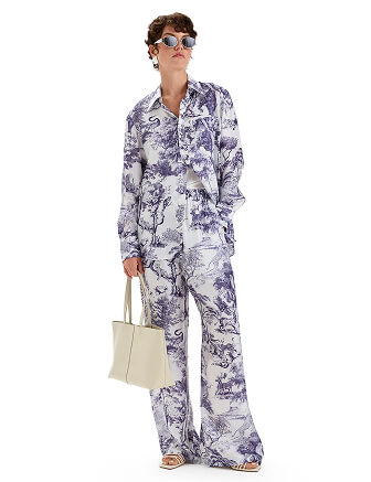 Брюки SILK женские прямые, цвет принт светлый toile de jouy, фото 3