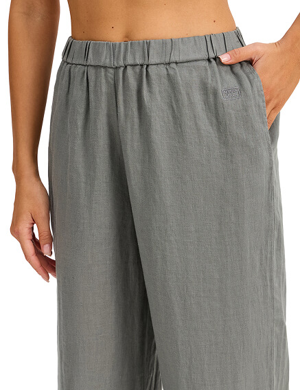 LINEN Брюки женские прямые, цвет пыльно серо-зеленый, фото 3