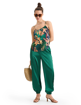 Топ на бретелях серии SILK, цвет принт тропический, фото 1