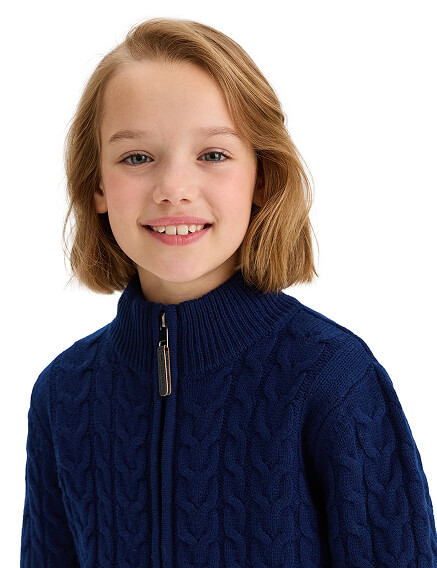 Кофта на молнии Super Fine Merino Wool для девочек, фото 2