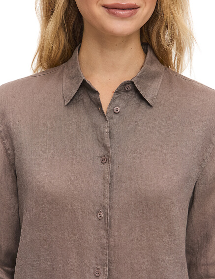 LINEN Рубашка женская slim, цвет тауп, фото 3