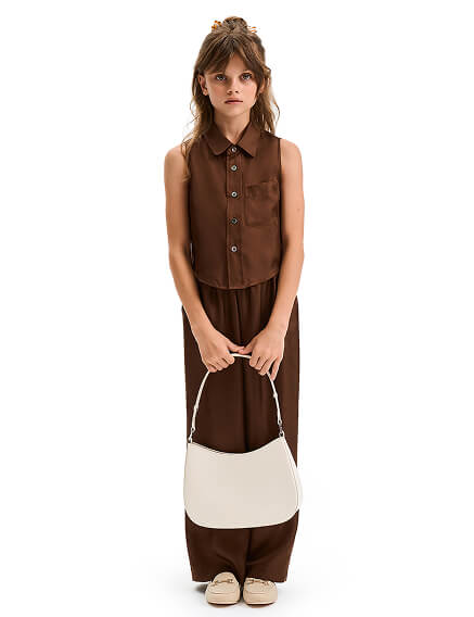 Брюки SILK для девочки прямые, цвет шоколад, фото 3