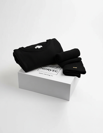 Подарочный набор Джемпер Norveg Merino Base + шапка + снуд, для женщин, цвет черный, фото 1