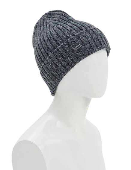 Шерстяная шапка  с отворотом, цвет серый меланж, фото 2