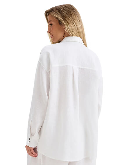 LINEN Рубашка женская oversize, цвет белый, фото 2
