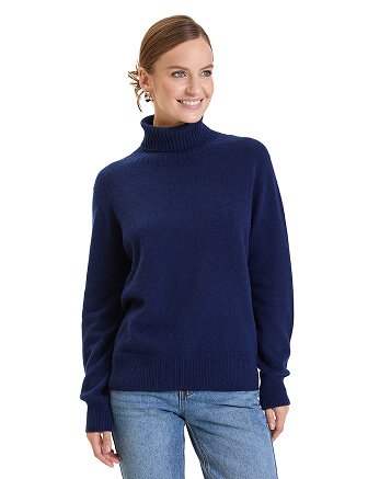 Свитер женский Cashmere&Merino blend oversize, цвет темно-синий, фото 1