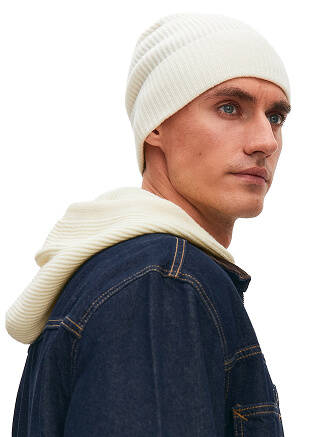 Шапка из шерсти с отворотом, цвет белый, фото 3