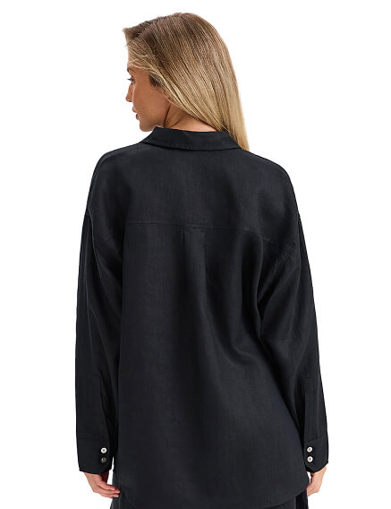 LINEN Рубашка женская oversize, цвет черный, фото 3