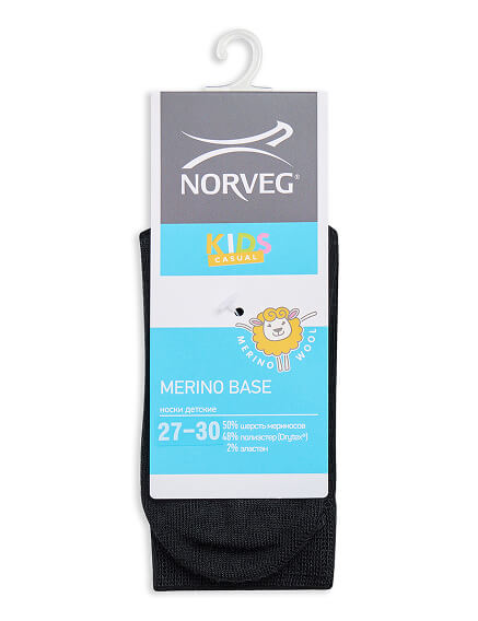 Merino Base PR Носки детские, цвет черный, фото 3