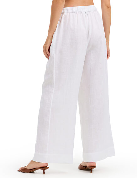 LINEN Брюки женские широкие, цвет белый, фото 2