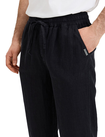 Брюки из 100% льна для мужчин, цвет черный, фото 3