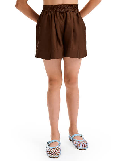 Шорты SILK для девочки с карманом, цвет шоколад, фото 2