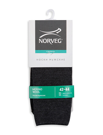 Носки мужские из шерсти мериноса серии MERINO WOOL, цвет темно-серый меланж, фото 3