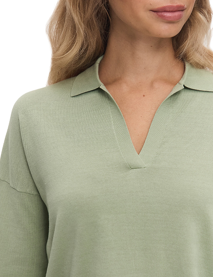 Джемпер-поло женский, цвет шалфей, фото 2