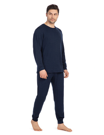 Термобелье костюм для сна и дома мужской из шерсти мериноса, цвет синий, фото 3
