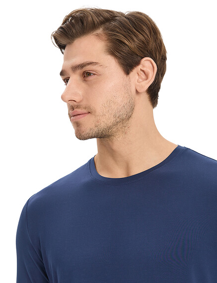 Лонгслив мужской серии Bamboo, цвет темно-синий, фото 3