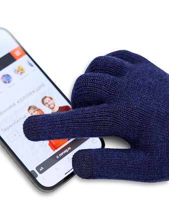 Перчатки женские сенсорные, цвет темно-синий, фото 3