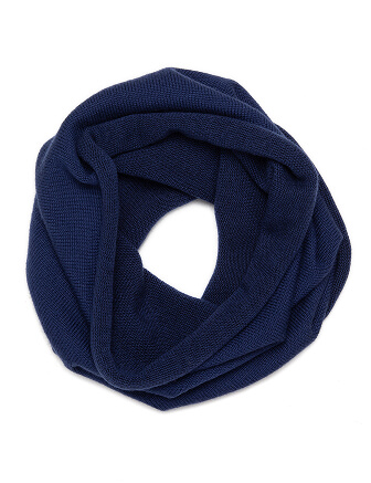 Теплый снуд из шерсти мериносов, цвет темно-синий, фото 2