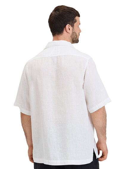 Рубашка мужская с коротким рукавом изо льна, цвет белый, фото 2