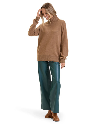 Свитер женский Cashmere&Merino blend oversize, цвет светло-коричневый, фото 3