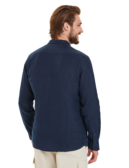 Рубашка мужская серии LINEN, цвет темно-синий, фото 2