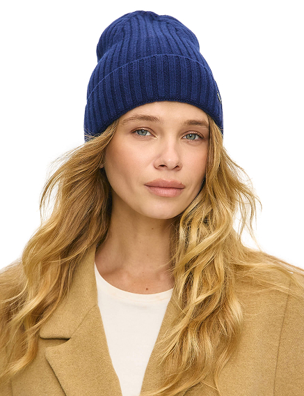 Шерстяная шапка  с отворотом, цвет темно-синий, фото 1