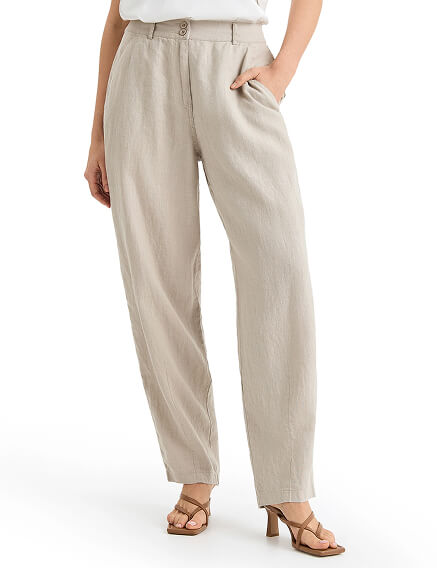 Брюки женские с карманами серии LINEN, цвет бежевый, фото 2