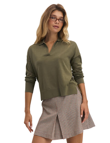 Джемпер-поло женский, цвет хаки, фото 3