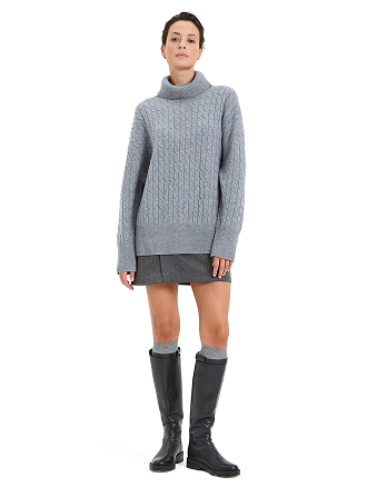 Свитер женский "косы", цвет серый меланж, фото 3