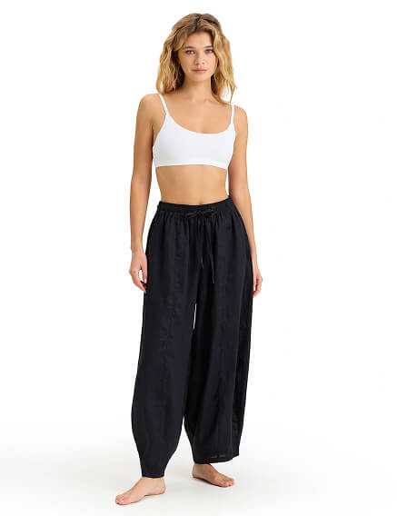 Брюки женские "baggy" серии LINEN, цвет черный, фото 1