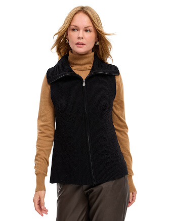 Жилет женский на молнии, цвет черный, фото 1