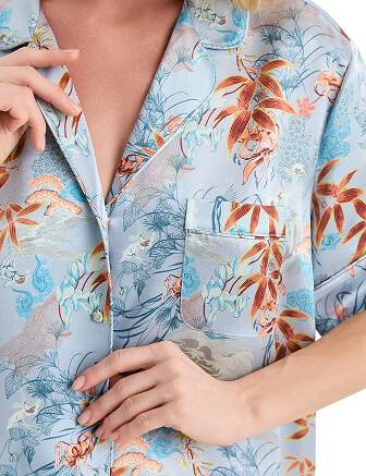 Комплект женский из шелка (жакет+шорты), цвет принт восточный, фото 3