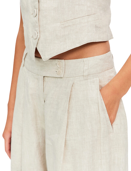 LINEN Брюки-палаццо женские, цвет бежевый меланж, фото 3