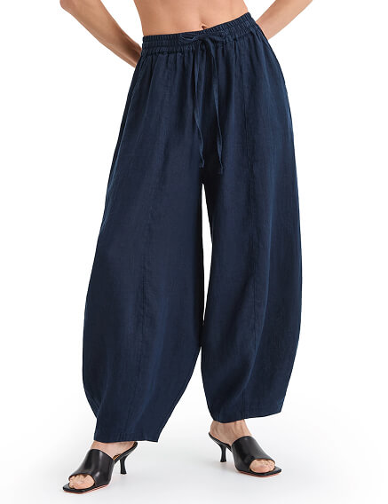 Брюки женские "baggy" серии LINEN, цвет темно-синий, фото 3