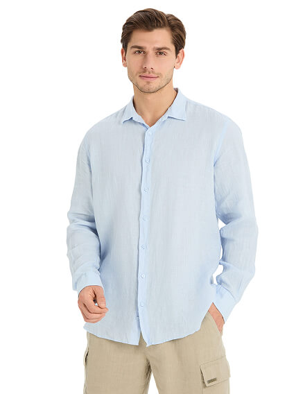 Рубашка мужская серии LINEN, цвет бледно-голубой, фото 1