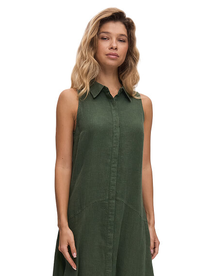 NORVEG LINEN Платье женское на пуговицах, цвет олива, фото 3